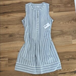 Sonoma Gray and White Striped Midi Dress